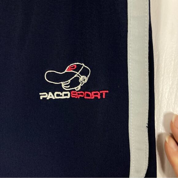 Vintage PACO SPORT Sweat Track Pants Men M Logo-Embroidery Zip-Side Zip-Pocket - Picture 4 of 16